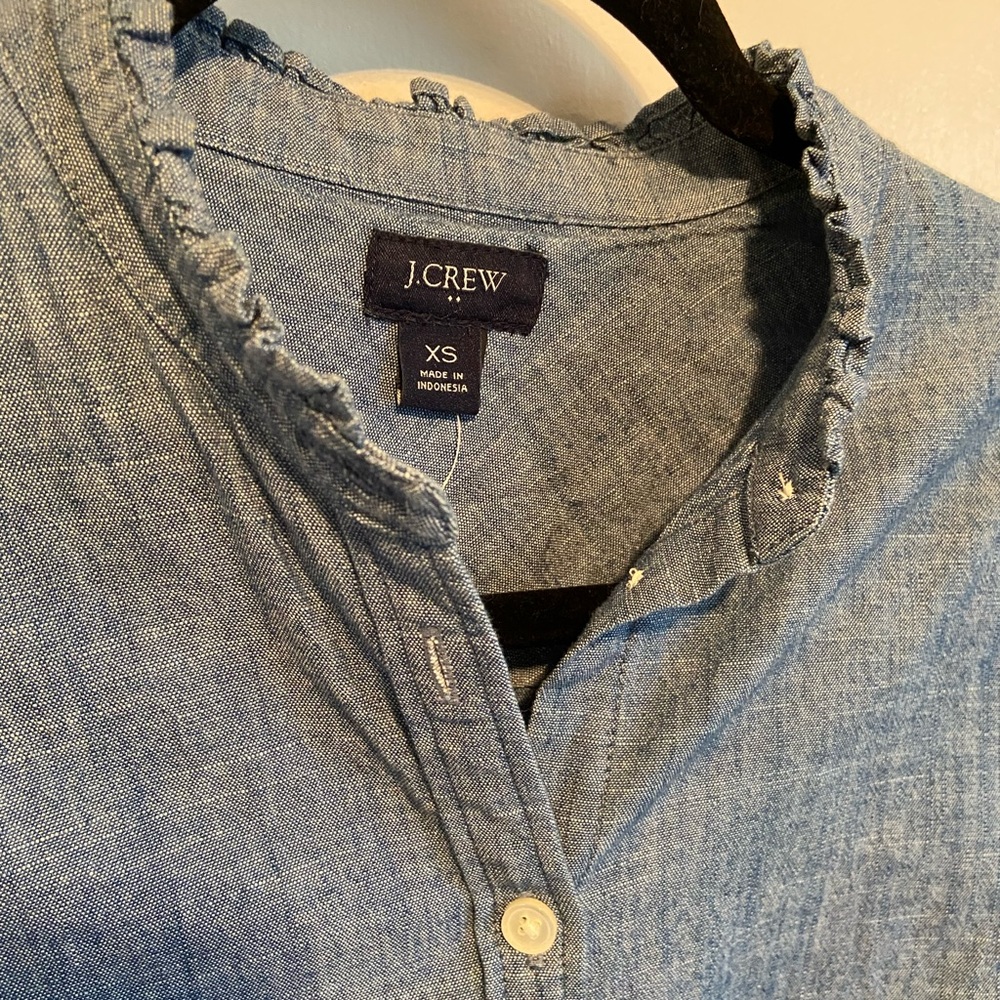 J. Crew Factory Ruffle Neck Button Up - Picture 3 of 3